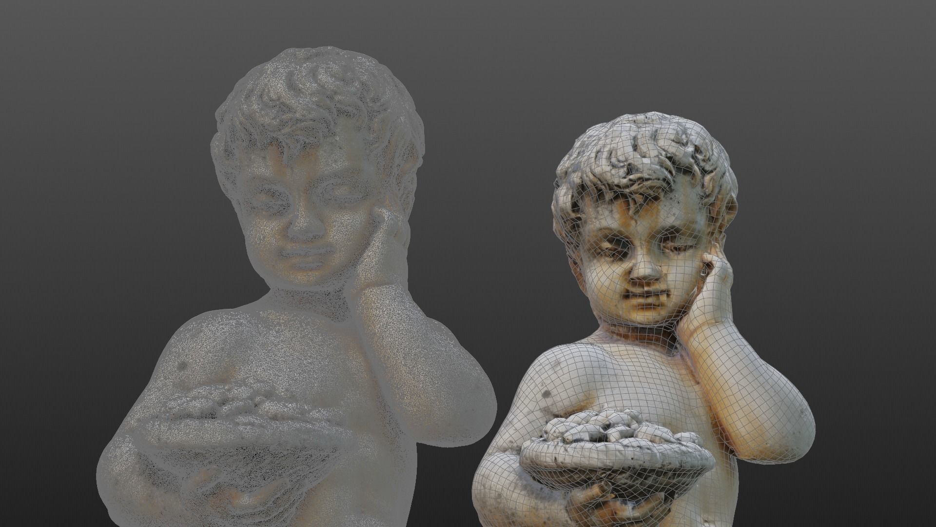 Statue of a little boy Low-poly 3D model_13