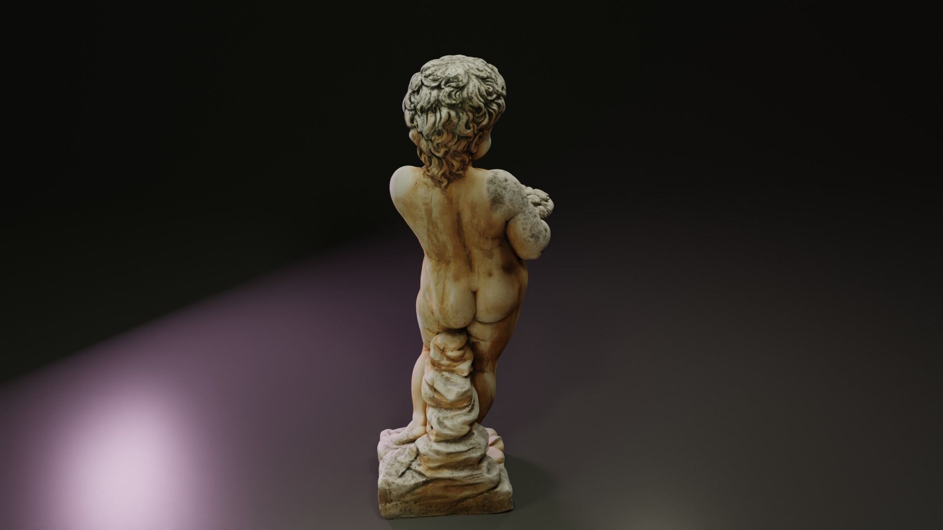 Statue of a little boy Low-poly 3D model_4