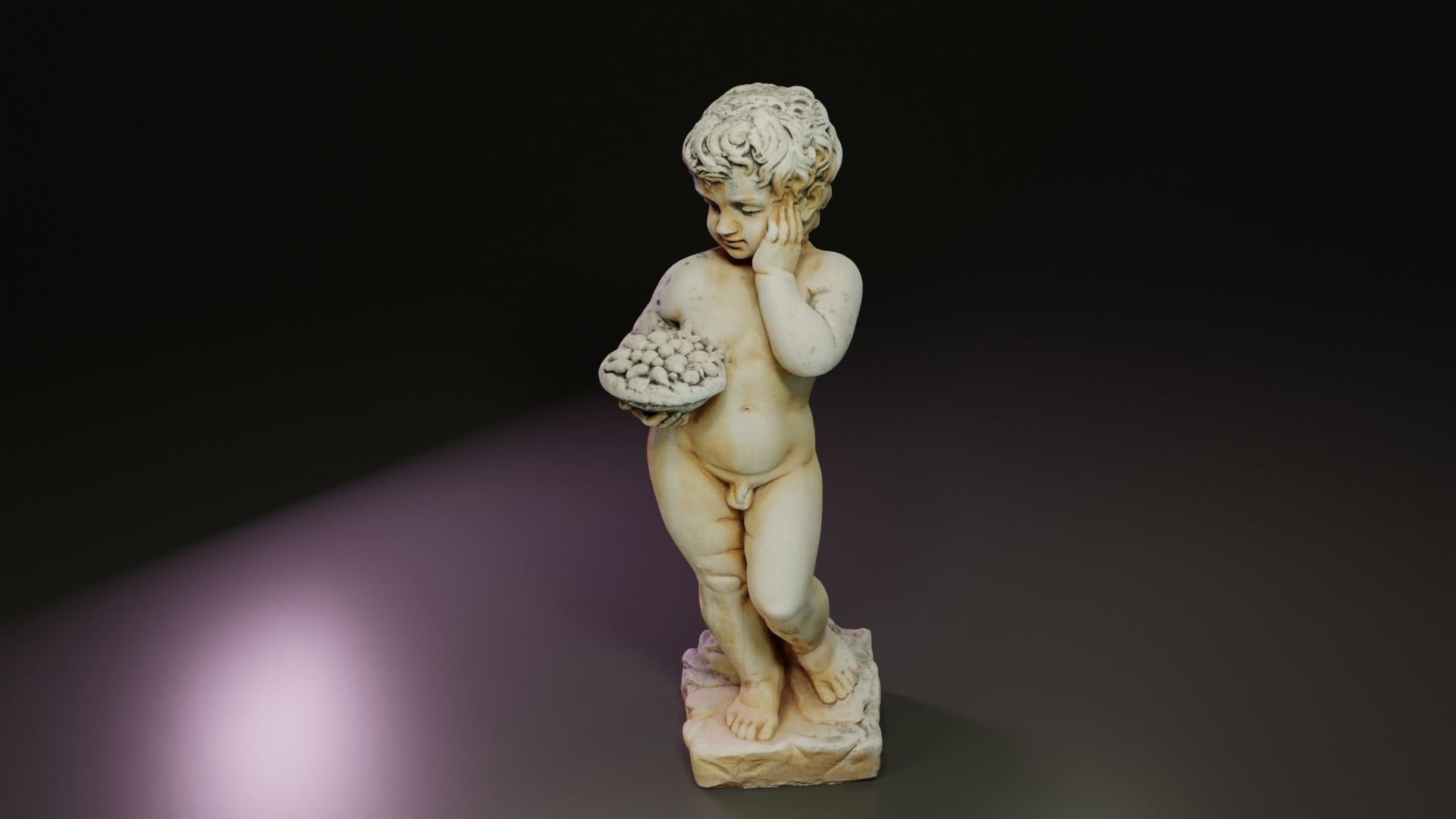 Statue of a little boy Low-poly 3D model_3