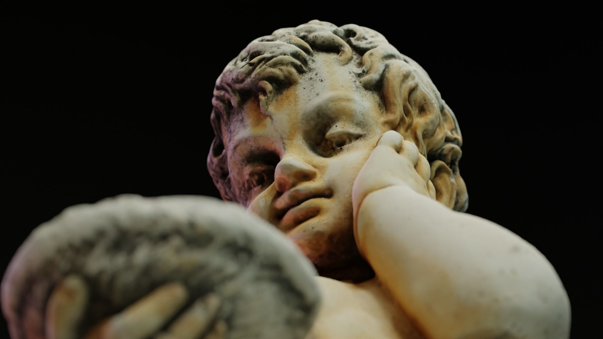 Statue of a little boy Low-poly 3D model_11