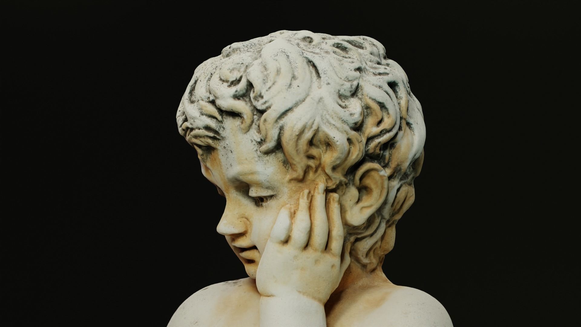 Statue of a little boy Low-poly 3D model_10