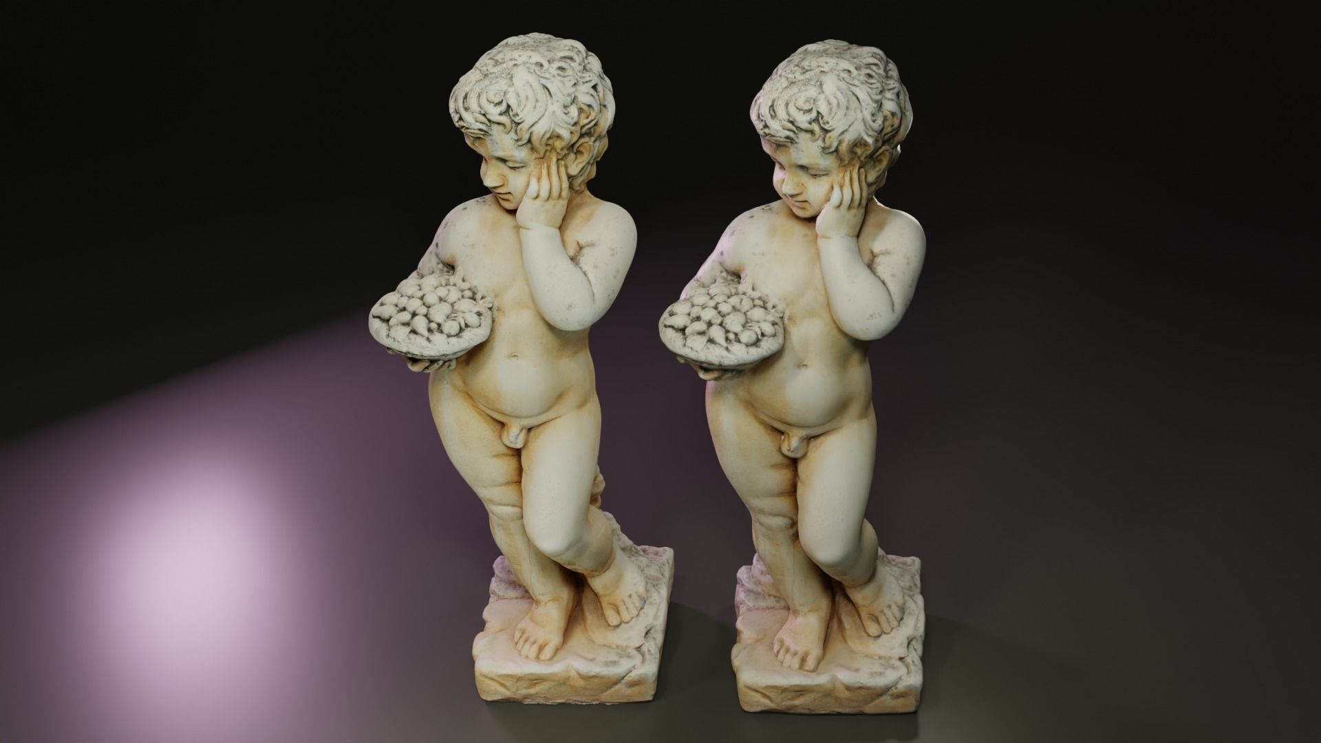 Statue of a little boy Low-poly 3D model_2