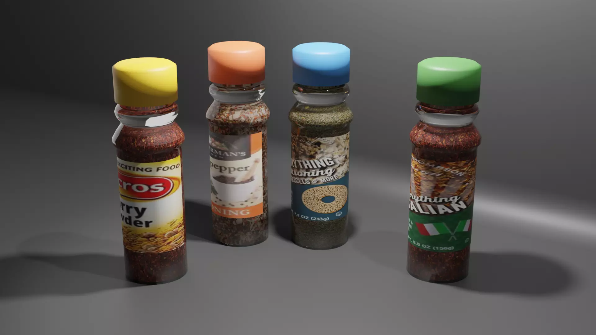 Seasoning four condiments Free low-poly 3D model
