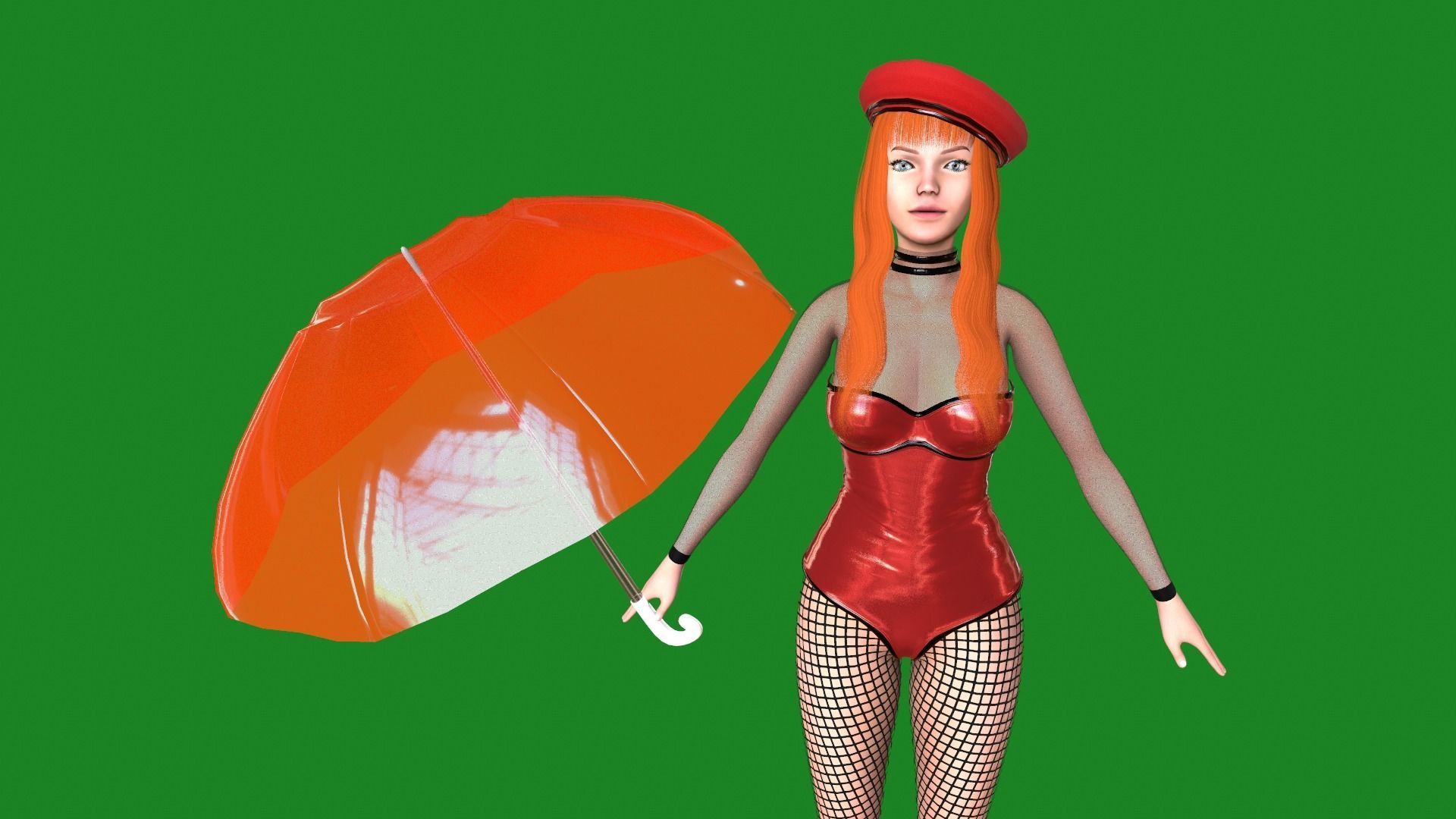 Woman in dress Low-poly 3D model_8