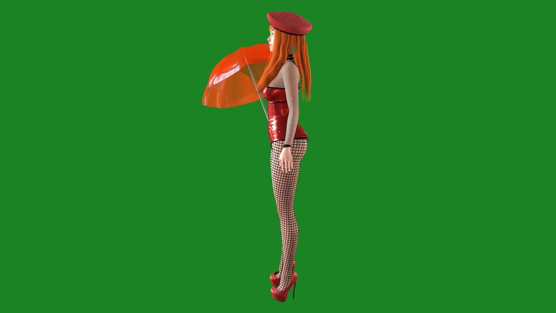 Woman in dress Low-poly 3D model_6