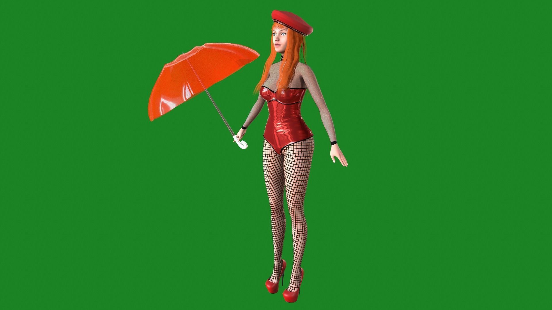 Woman in dress Low-poly 3D model_7