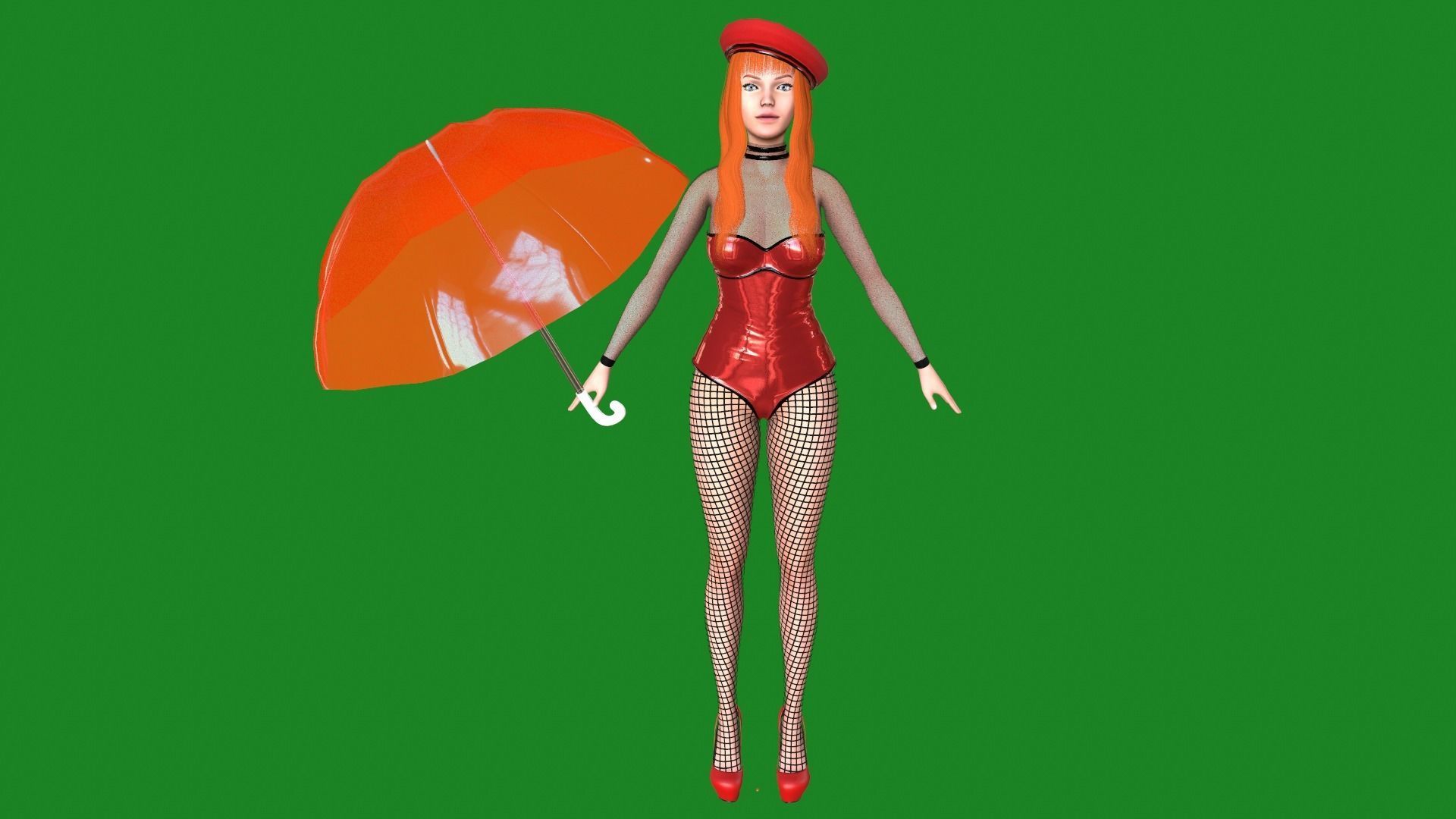 Woman in dress Low-poly 3D model_2