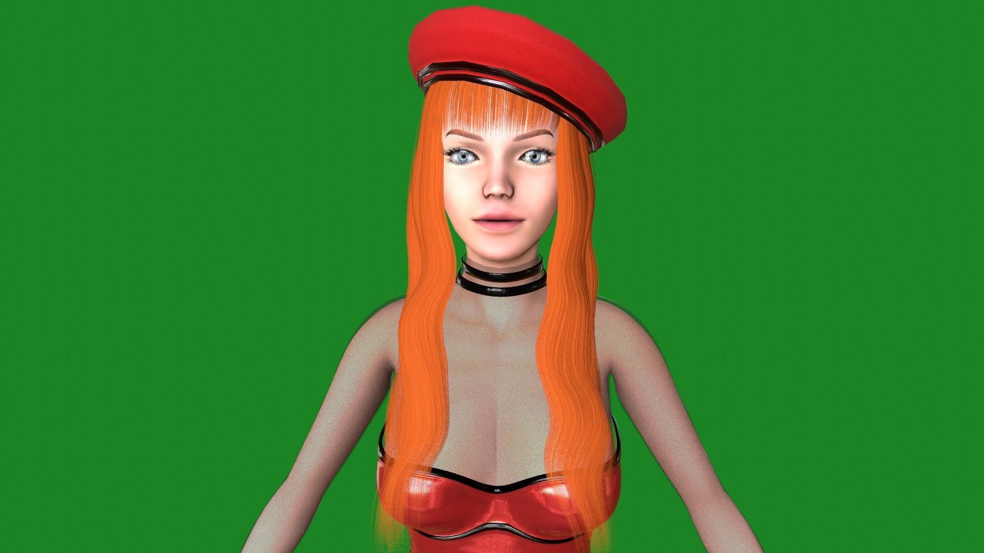 Woman in dress Low-poly 3D model_11