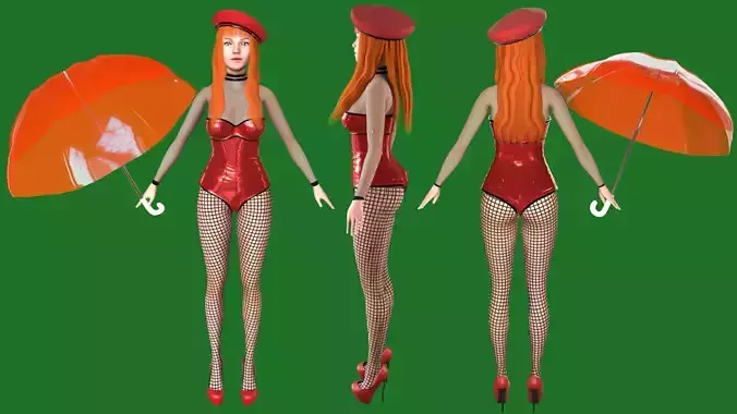 Woman in dress Low-poly 3D model