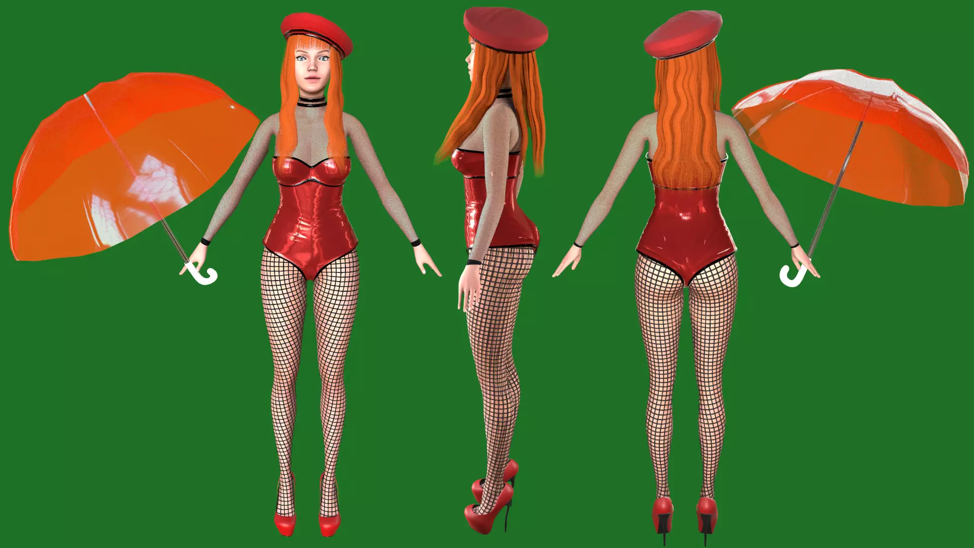 Woman in dress Low-poly 3D model_0
