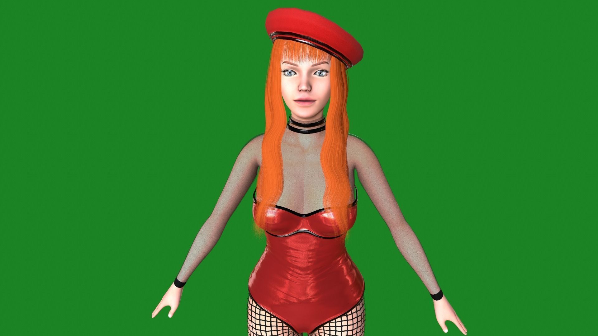 Woman in dress Low-poly 3D model_4