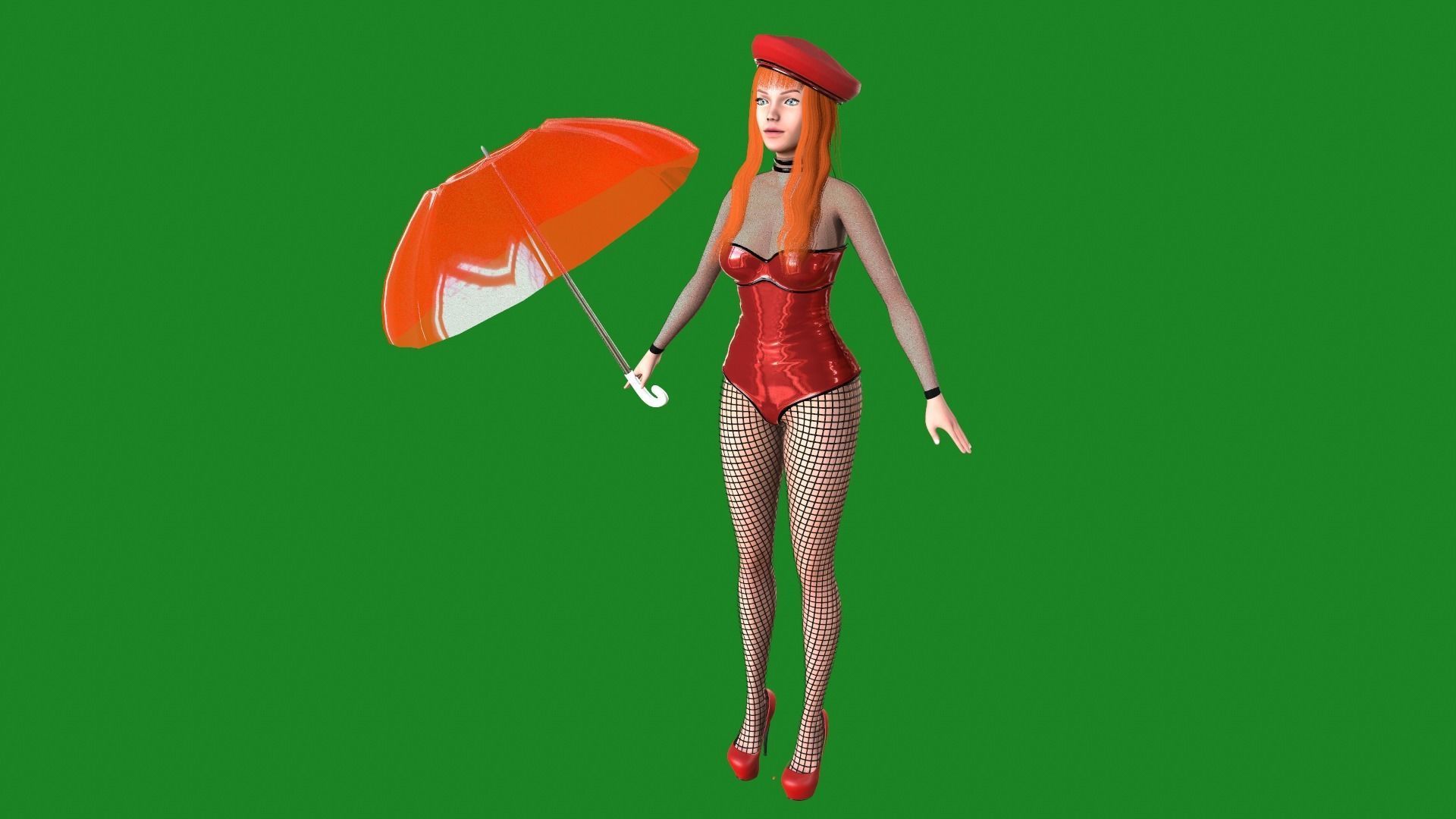 Woman in dress Low-poly 3D model_9