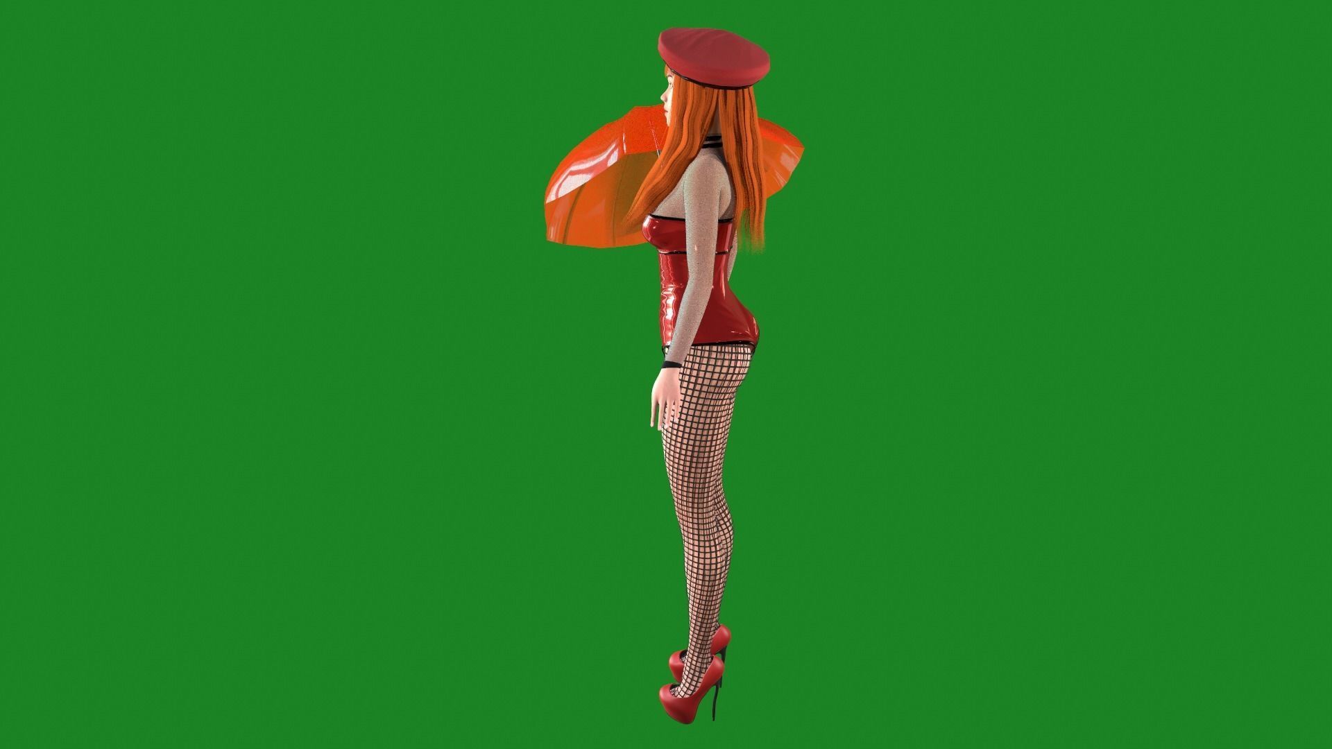 Woman in dress Low-poly 3D model_10