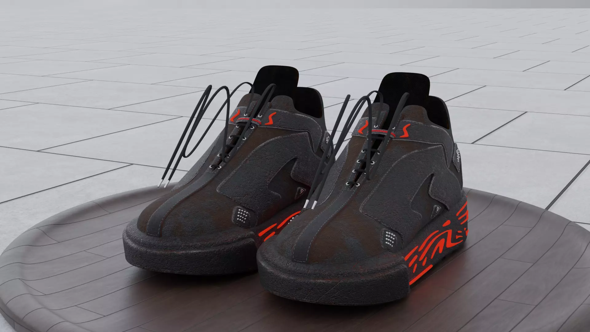 Old weary Sneakers 3d Model with Inscription 3D model