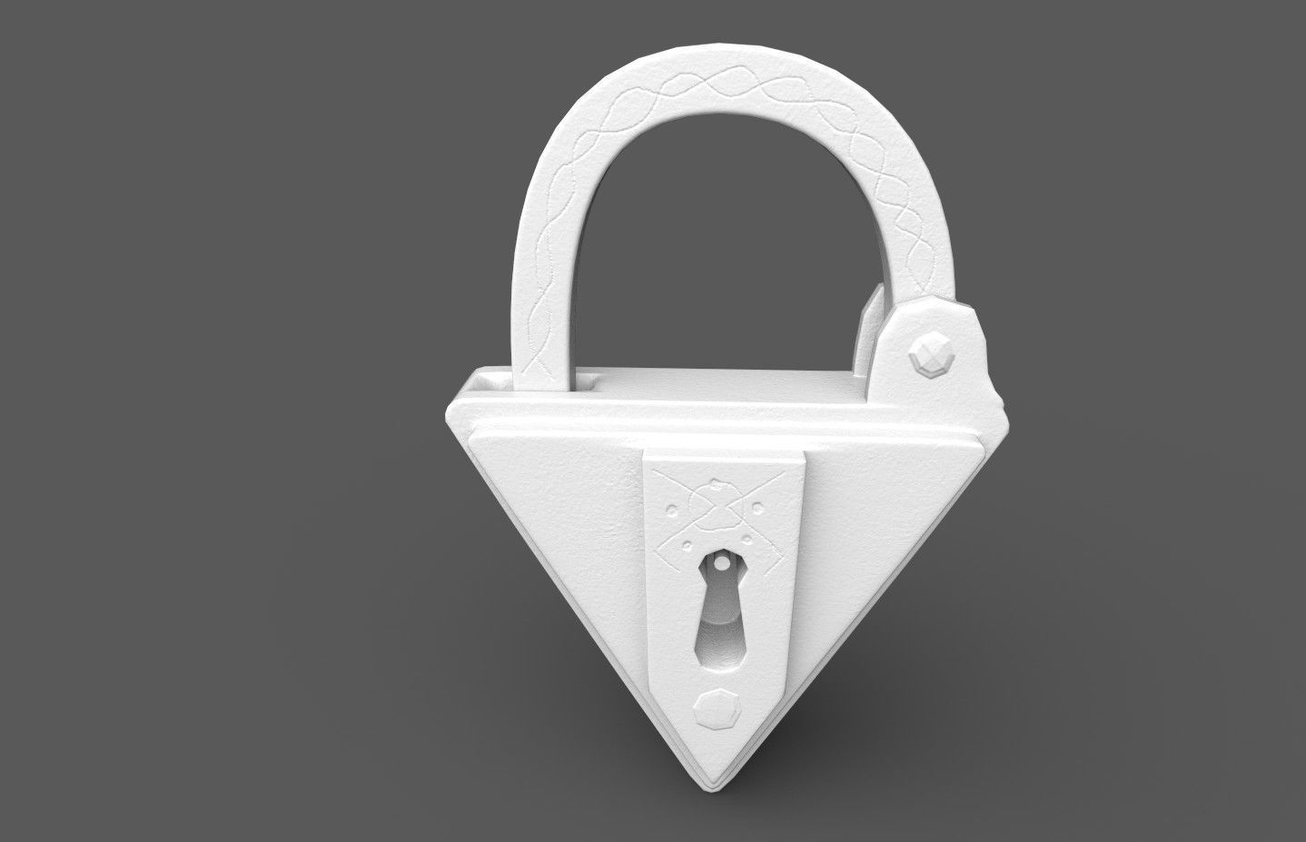 Medieval decorated padlock with key Low-poly 3D model_31