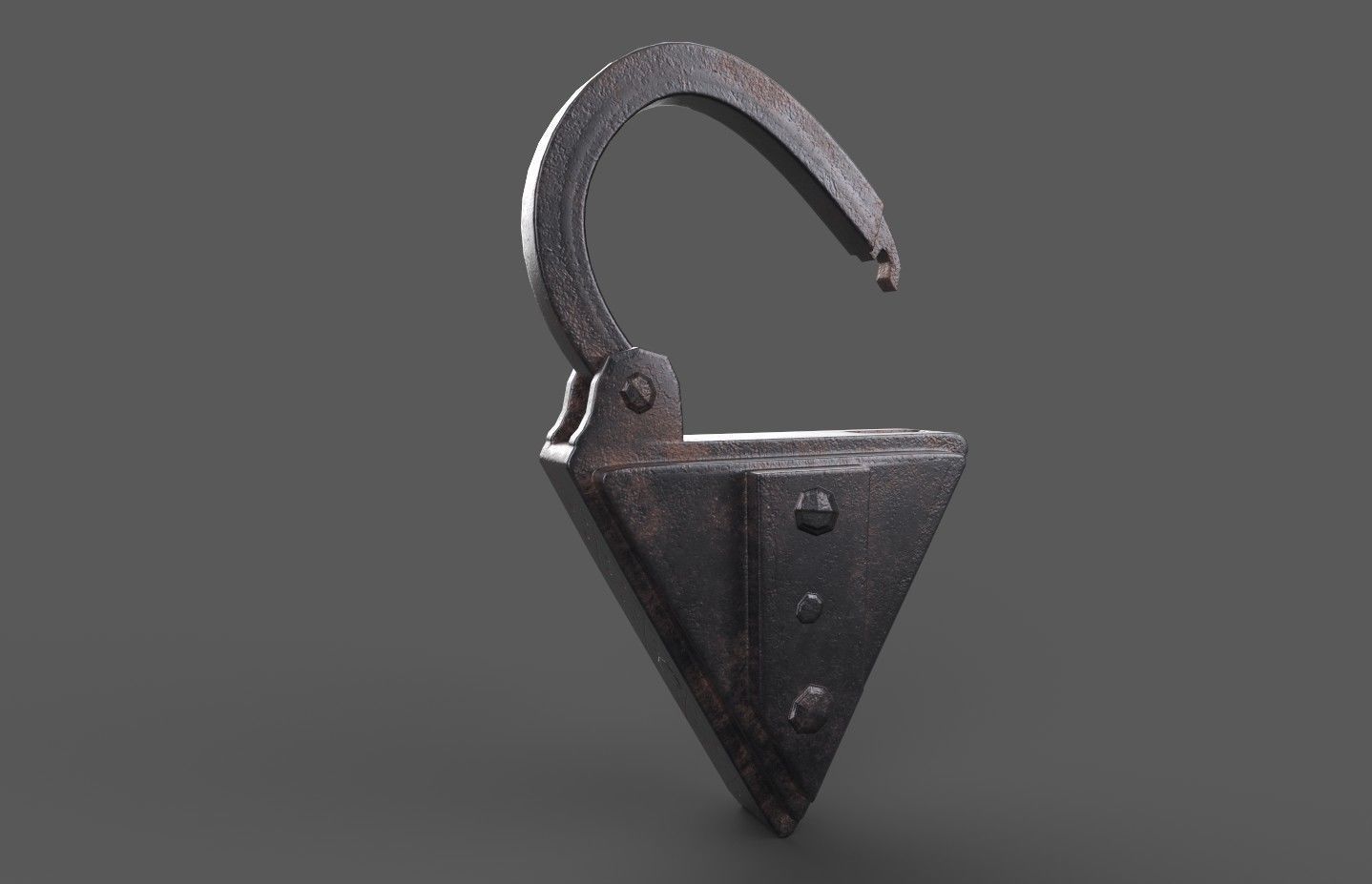 Medieval decorated padlock with key Low-poly 3D model_19