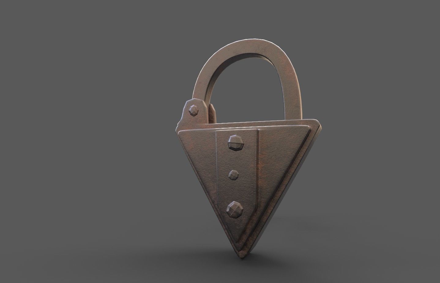 Medieval decorated padlock with key Low-poly 3D model_6