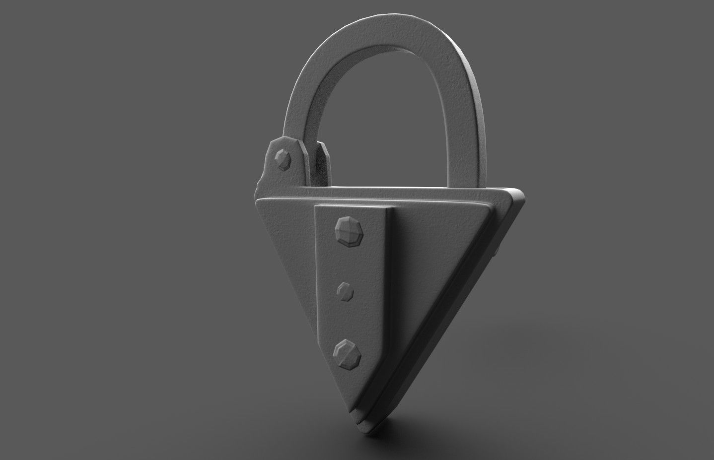 Medieval decorated padlock with key Low-poly 3D model_33