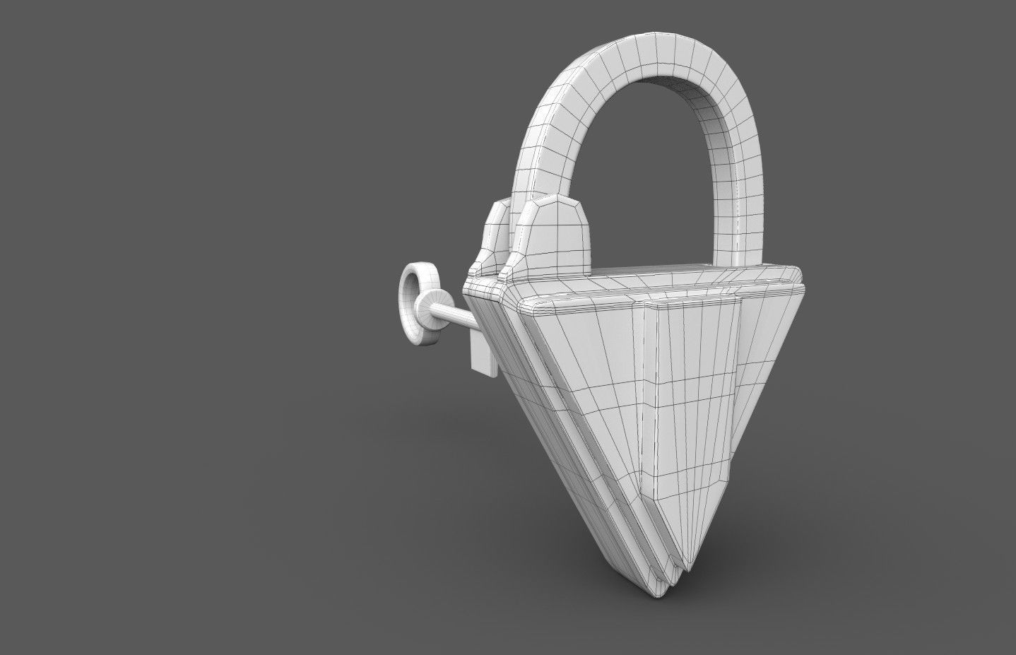 Medieval decorated padlock with key Low-poly 3D model_36
