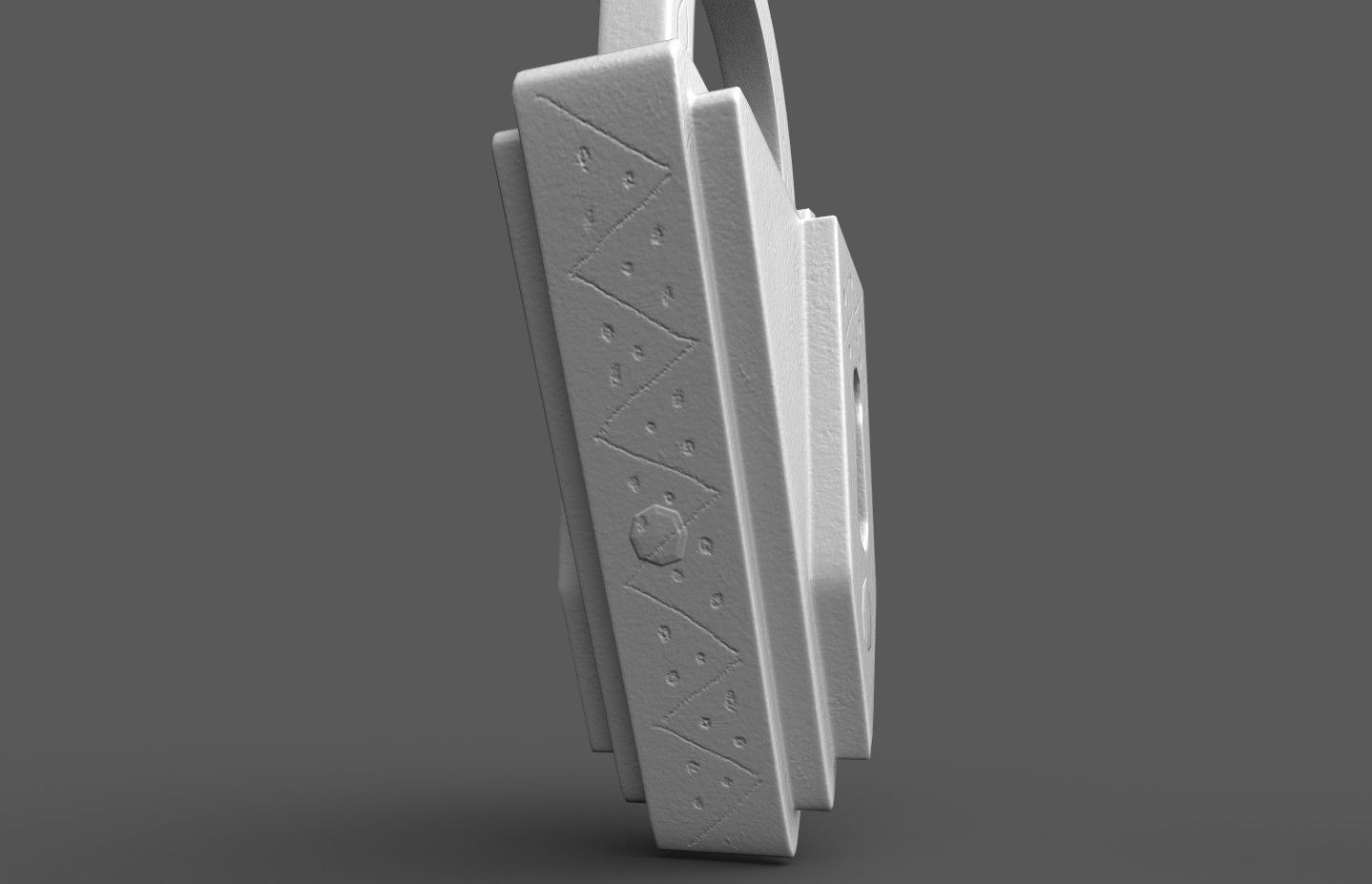 Medieval decorated padlock with key Low-poly 3D model_30