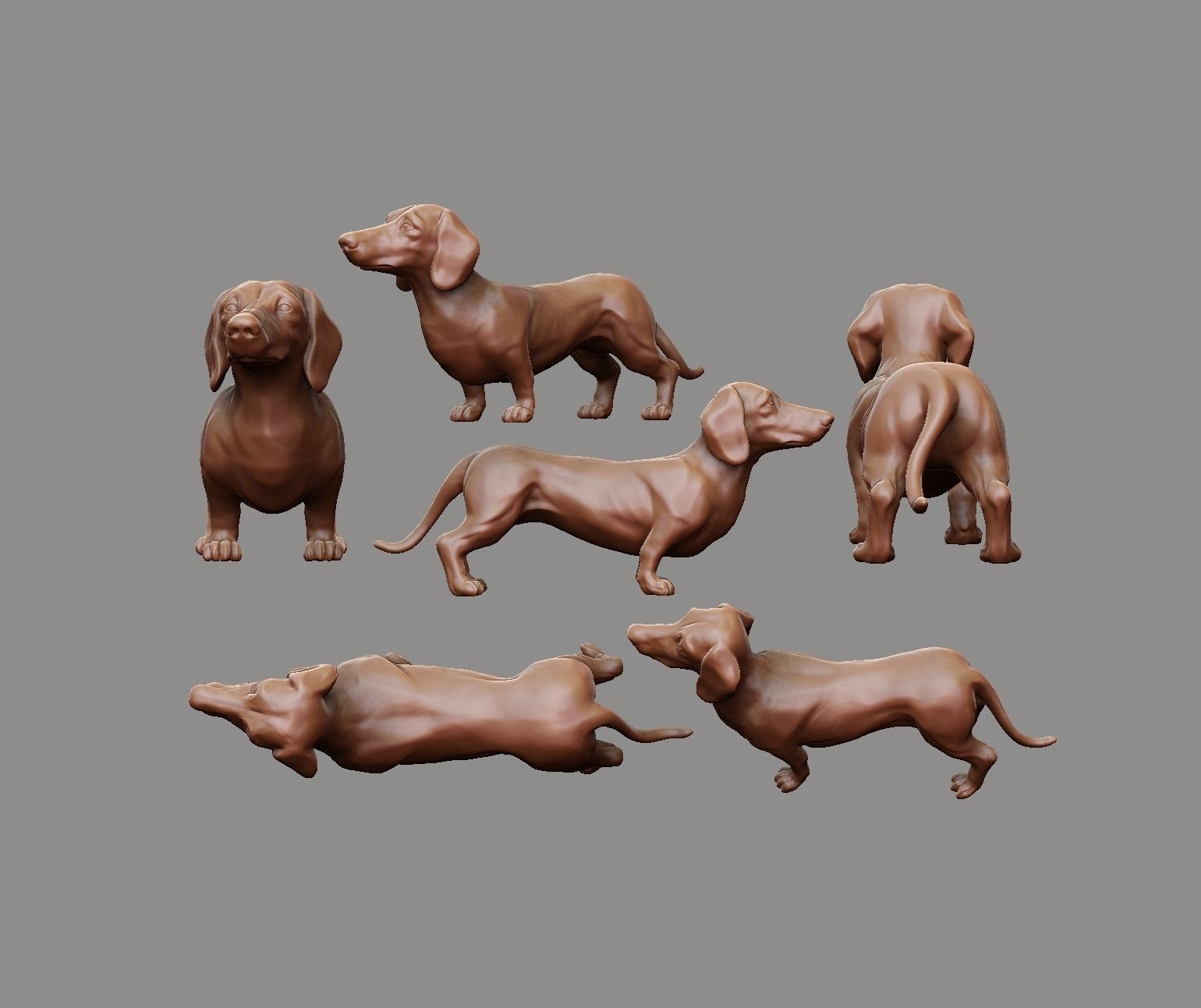 Dachshund sculpture 3D print model_14