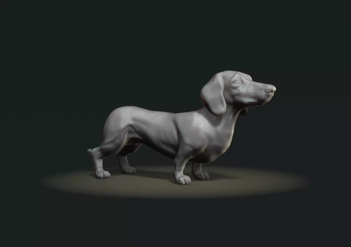 Dachshund sculpture 3D print model_0
