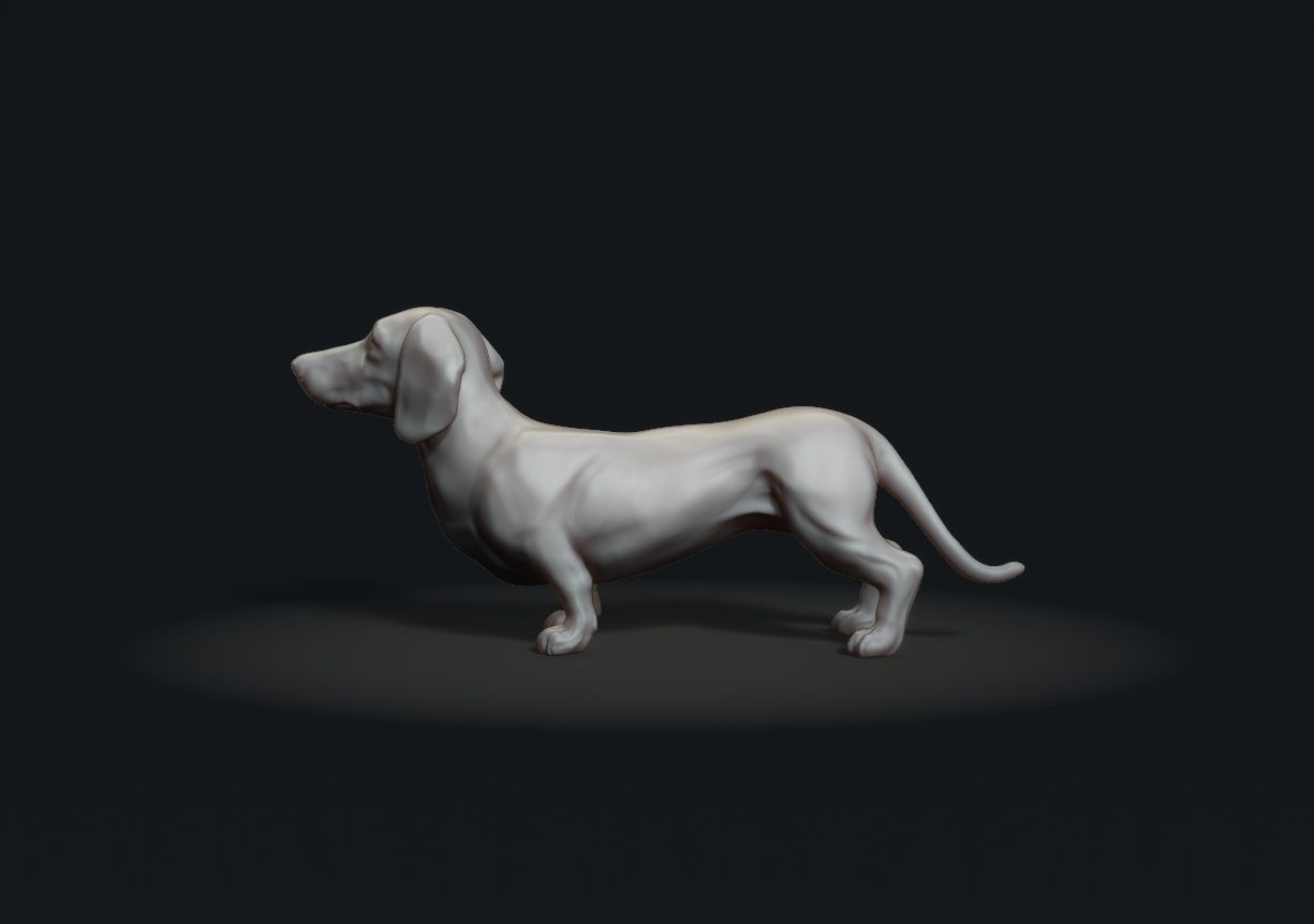 Dachshund sculpture 3D print model_3