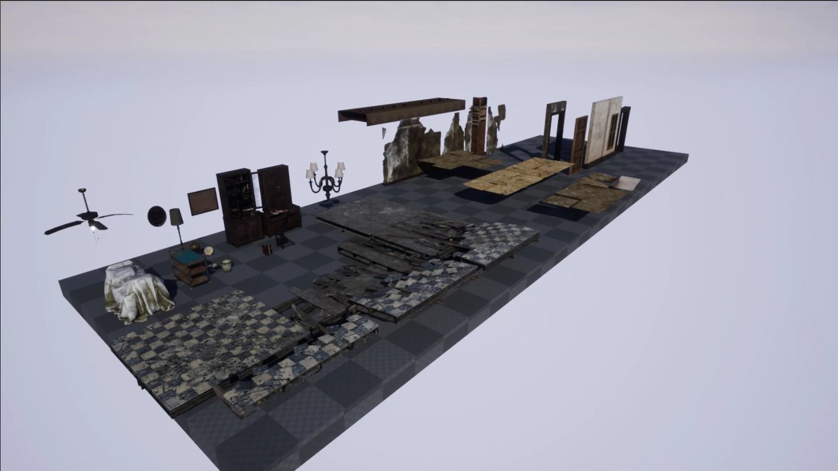 Abandoned Corridor Low-poly 3D model_6