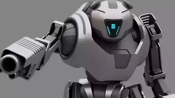 Combat Droid Panda rigged- animated character 3D model