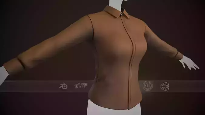 Female Brown Shirt Style 1 Low-poly 3D model