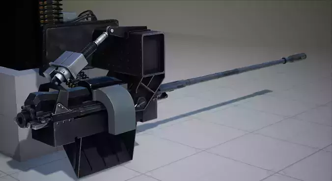 Autocannon for a Helicopter Low-poly 3D model