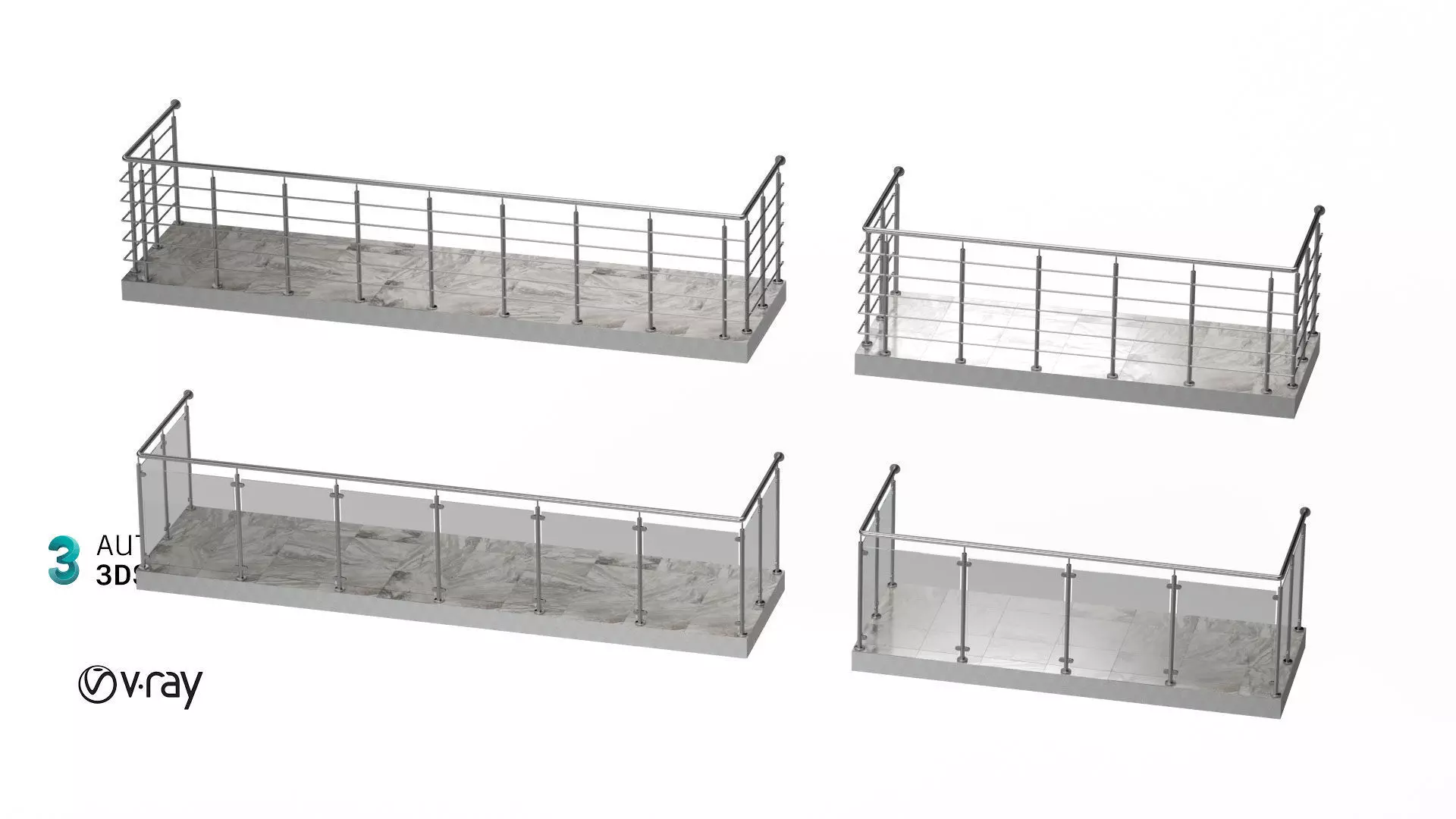 Balcony 4 pcs 3D model_0