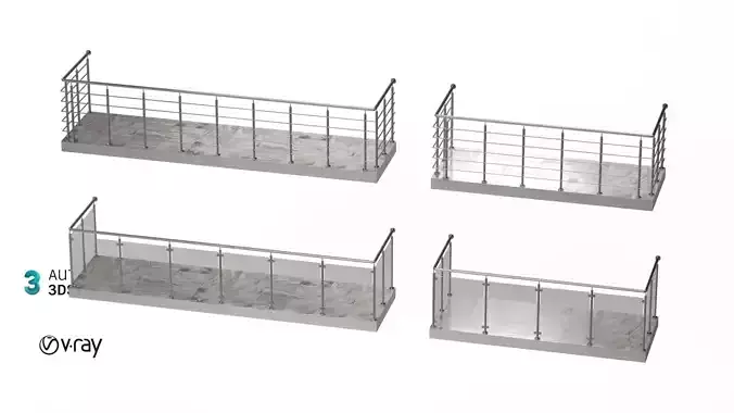 Balcony 4 pcs 3D model