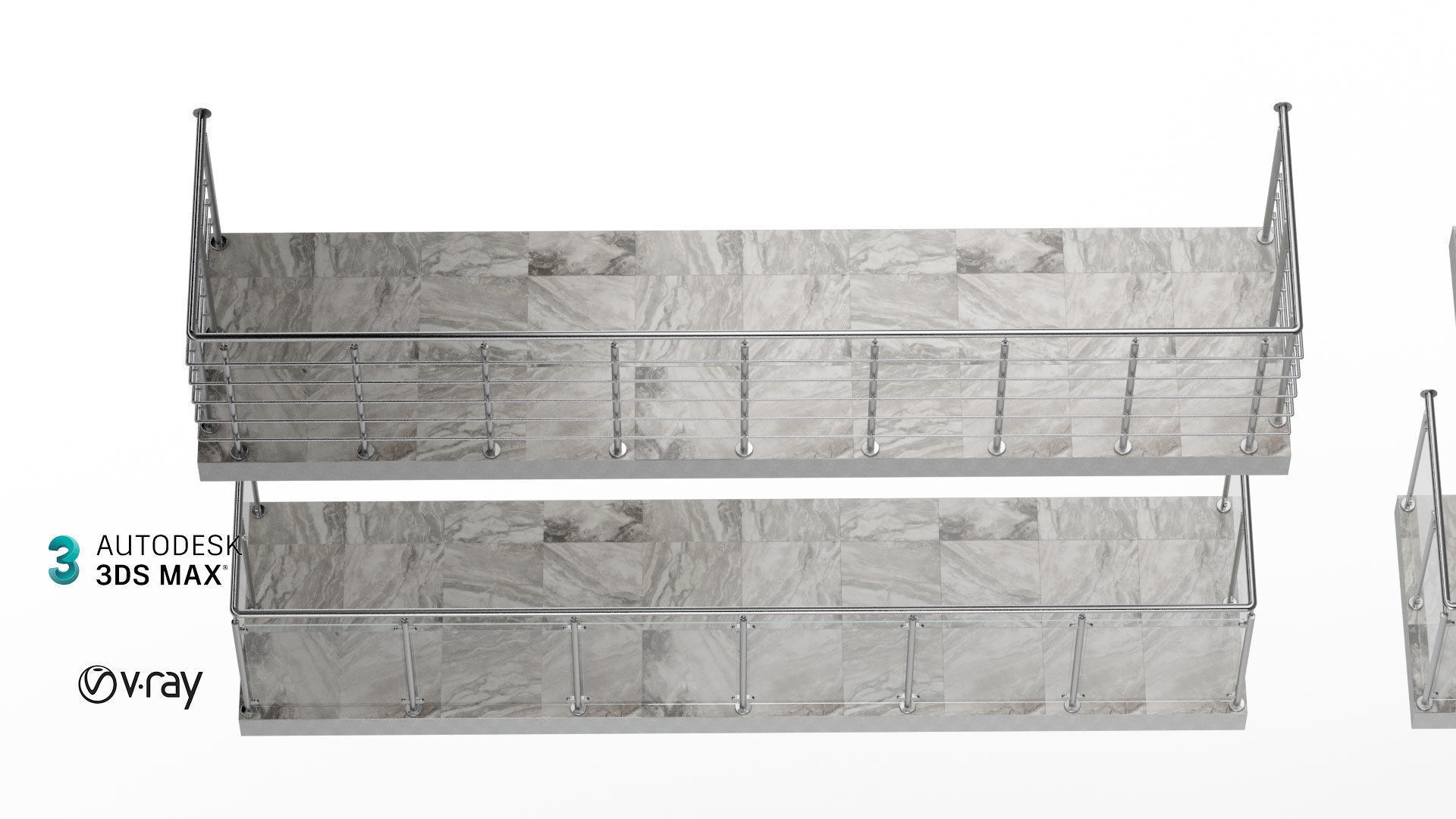 Balcony 4 pcs 3D model_6