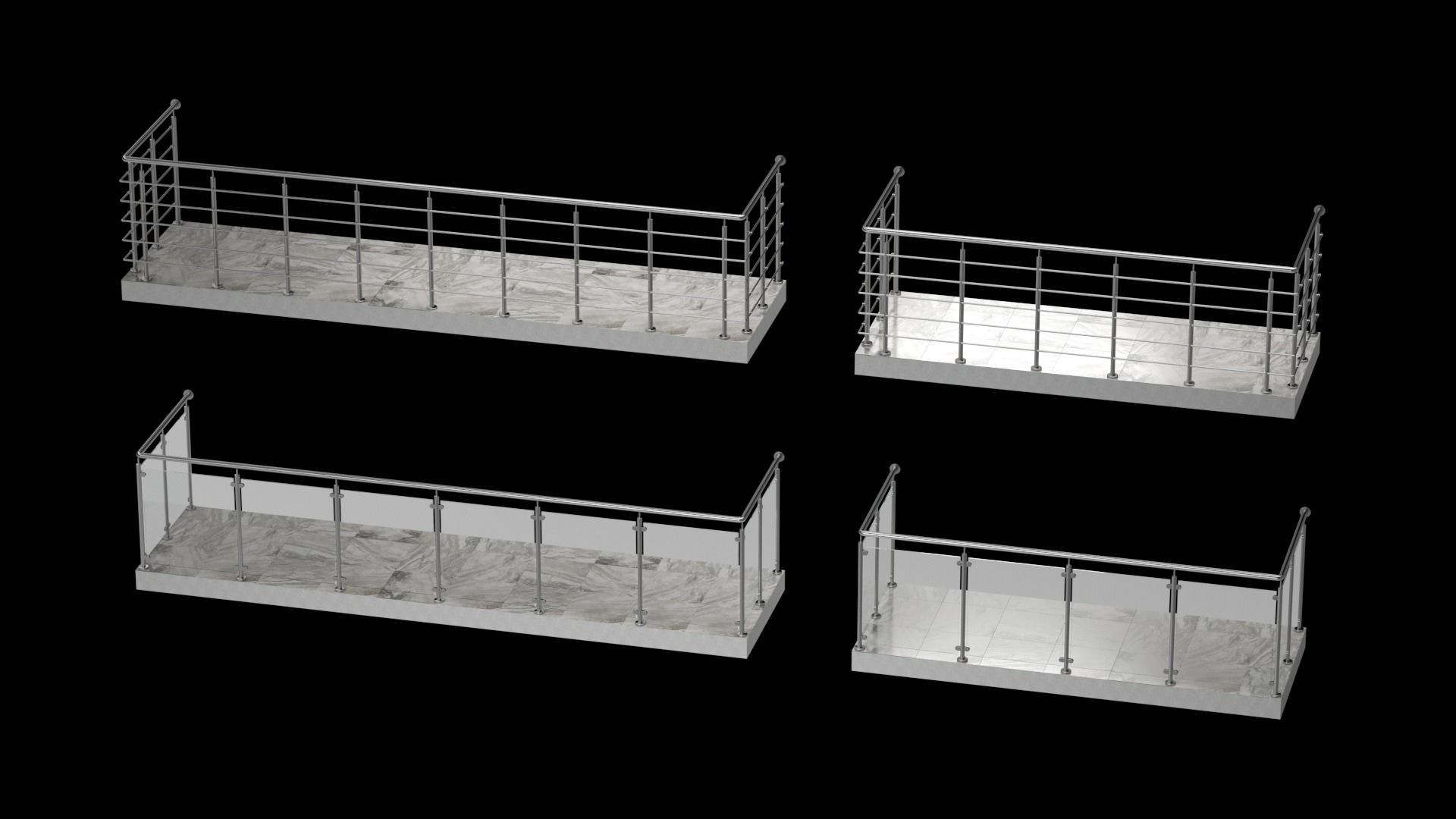 Balcony 4 pcs 3D model_11