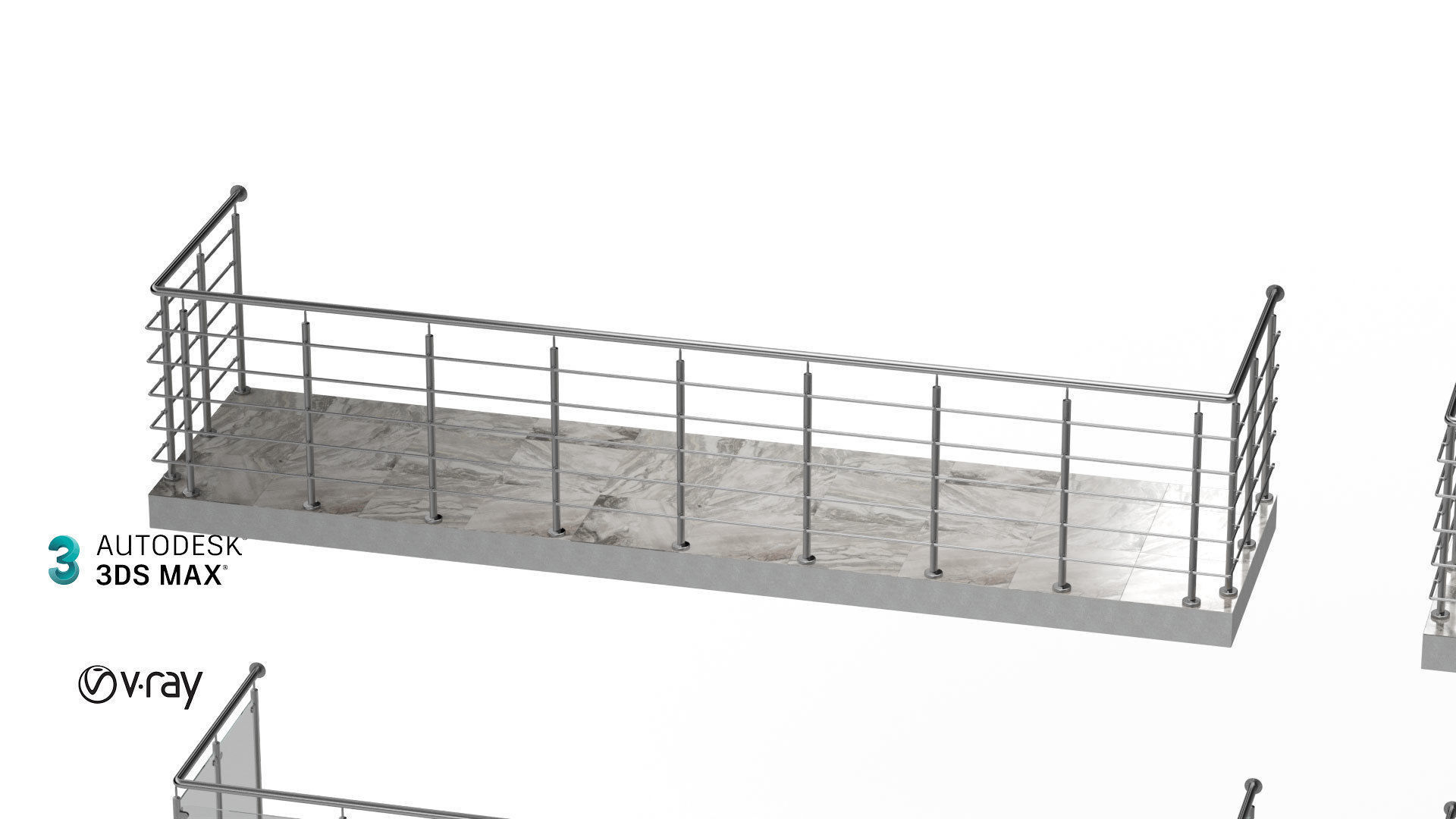 Balcony 4 pcs 3D model_4