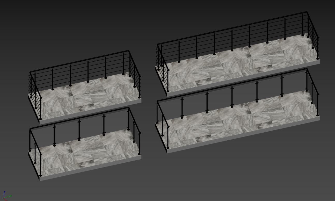 Balcony 4 pcs 3D model_38