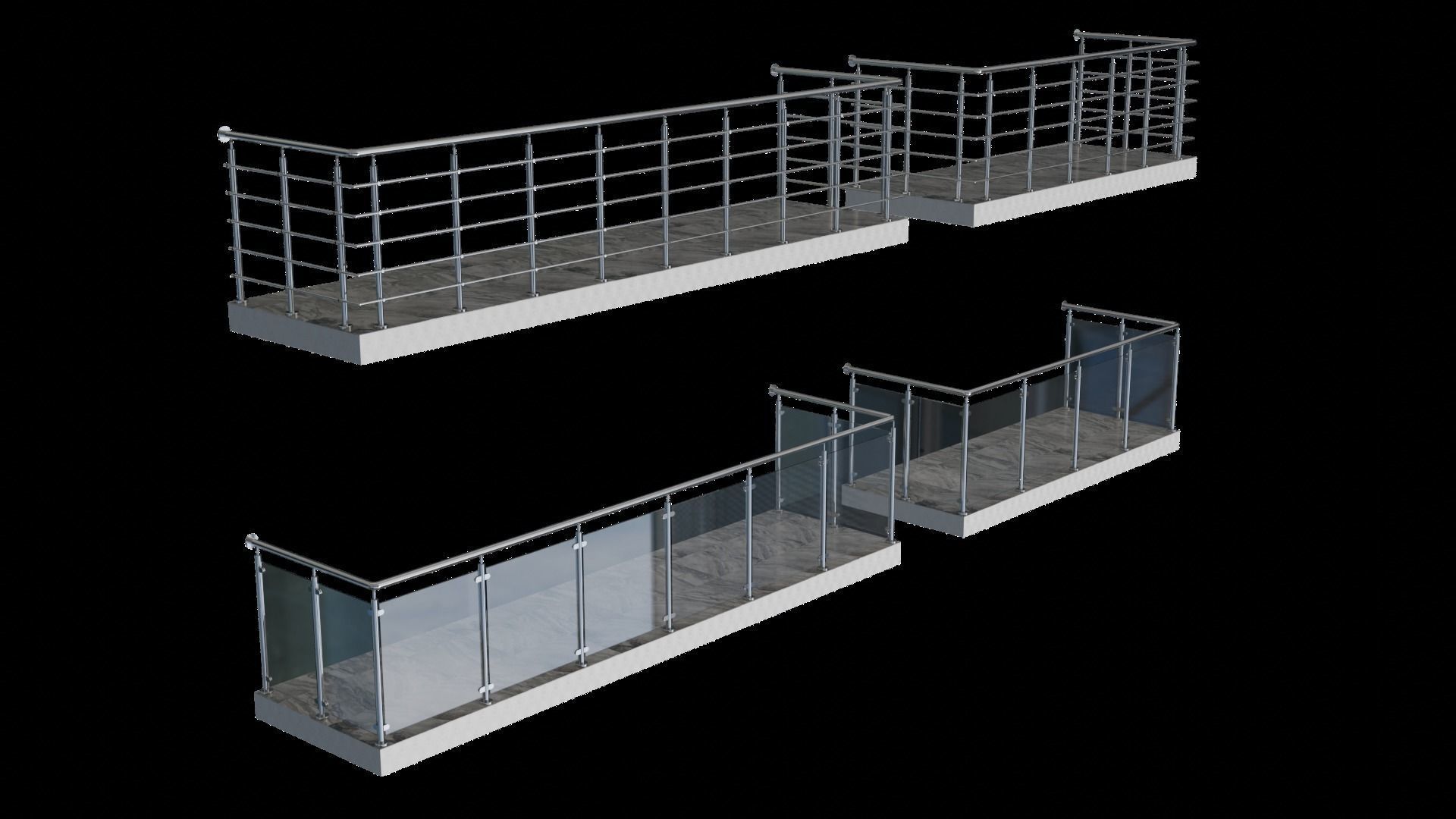 Balcony 4 pcs 3D model_12