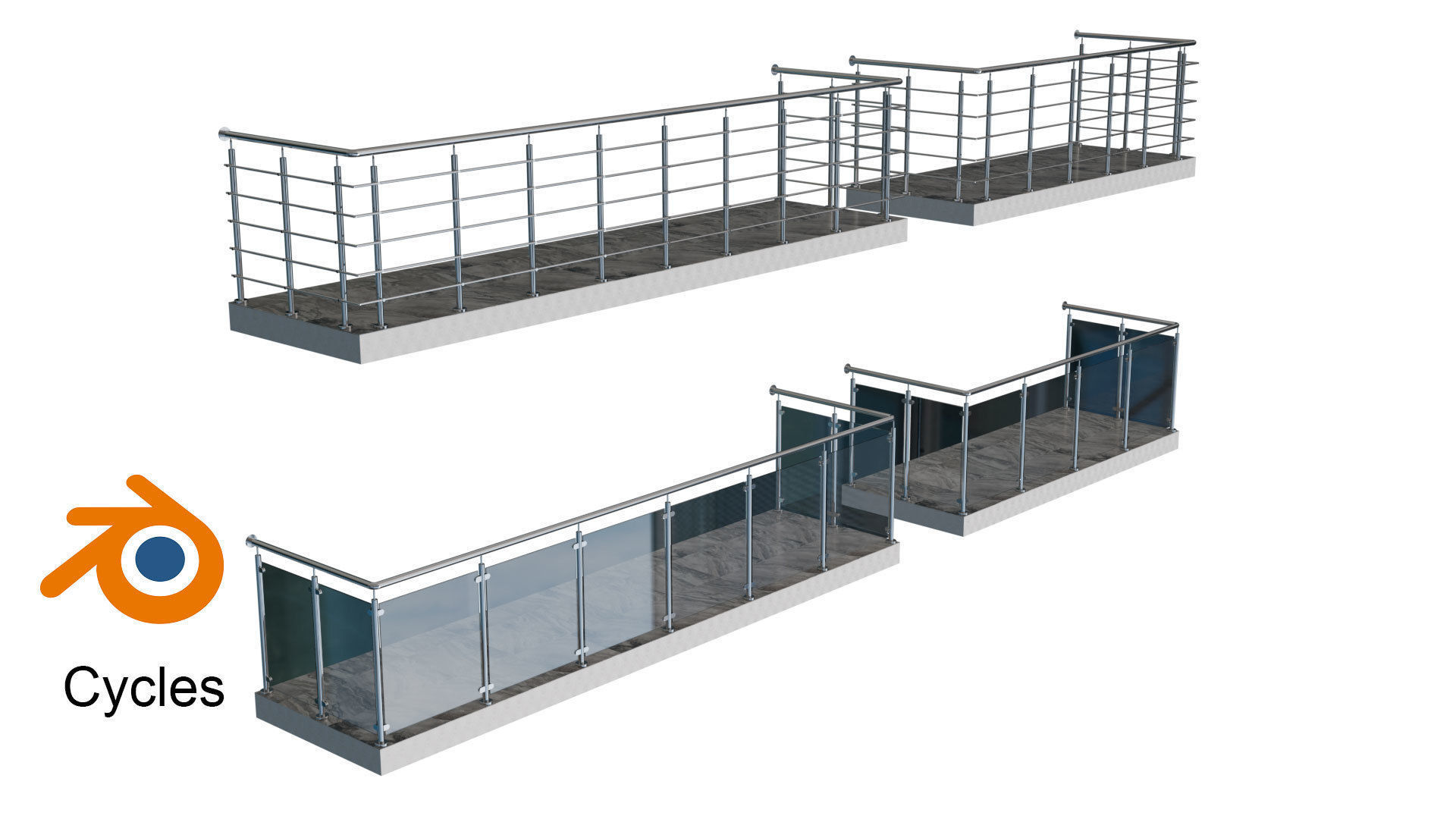 Balcony 4 pcs 3D model_7