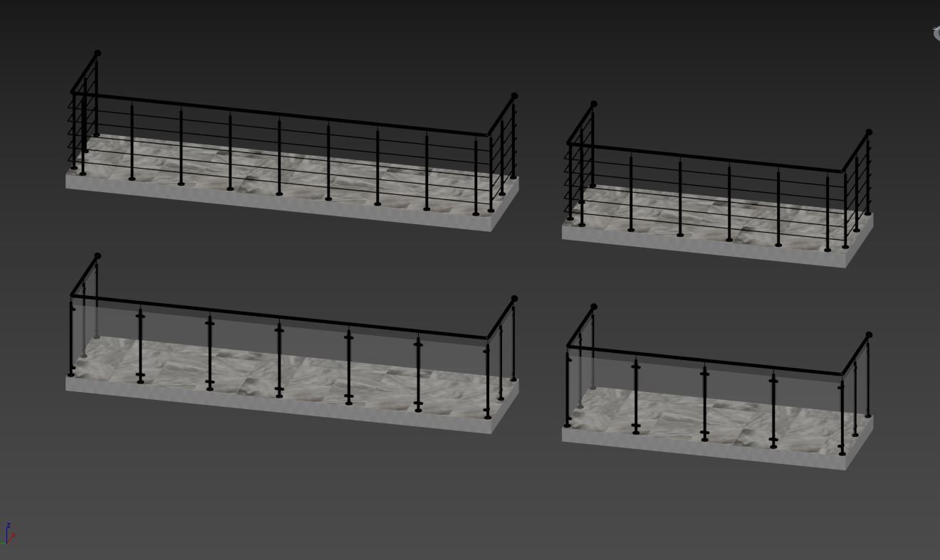Balcony 4 pcs 3D model_21