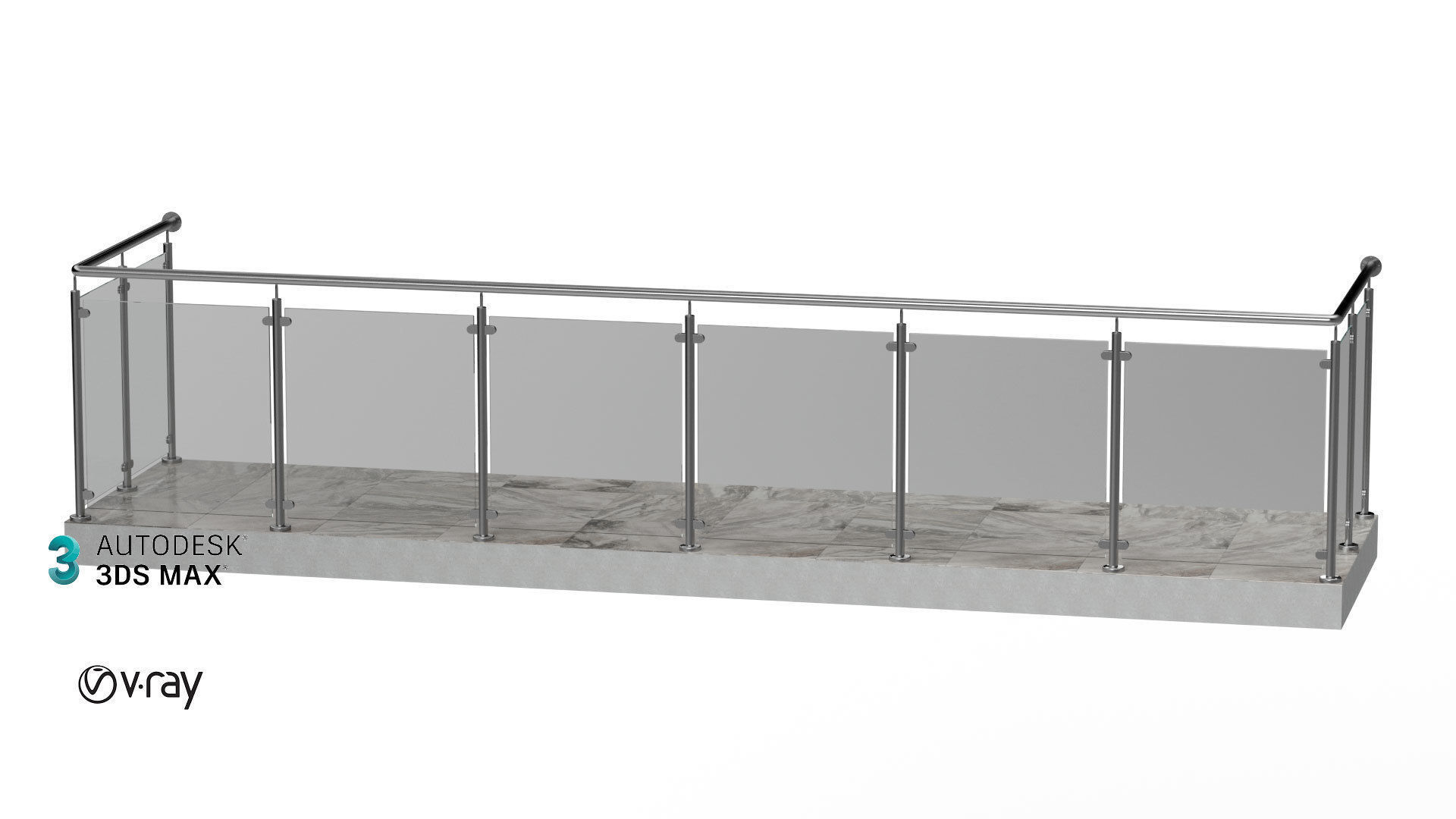 Balcony 4 pcs 3D model_3