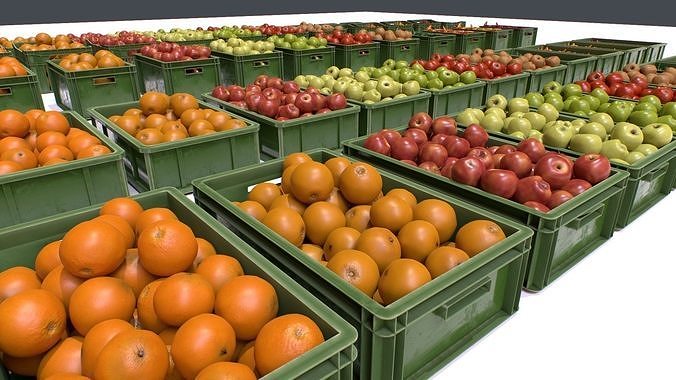 Crates with Fruits and Vegetables Pack Low-poly 3D model 5