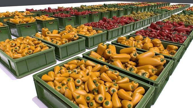 Crates with Fruits and Vegetables Pack Low-poly 3D model 2
