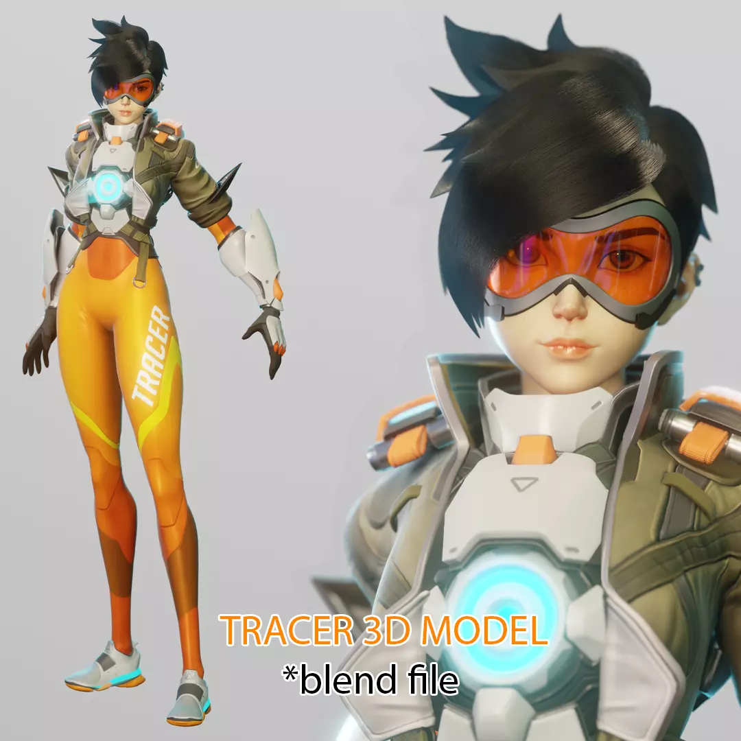 Tracer  Fanart 3D Blender file - blend format only 3D model_0