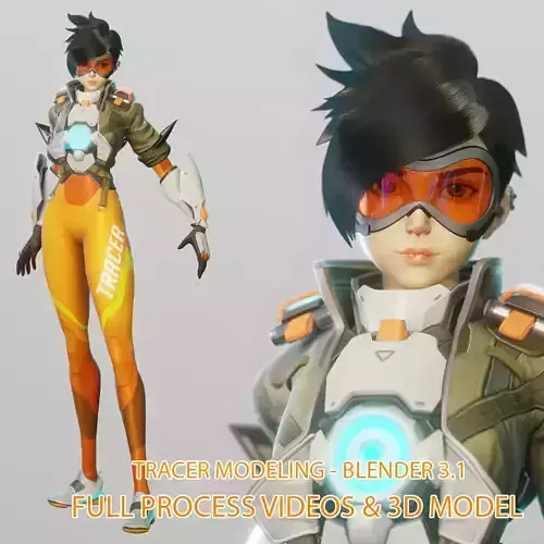 Tracer Character Blender - Full process videos and 3D models 3D model