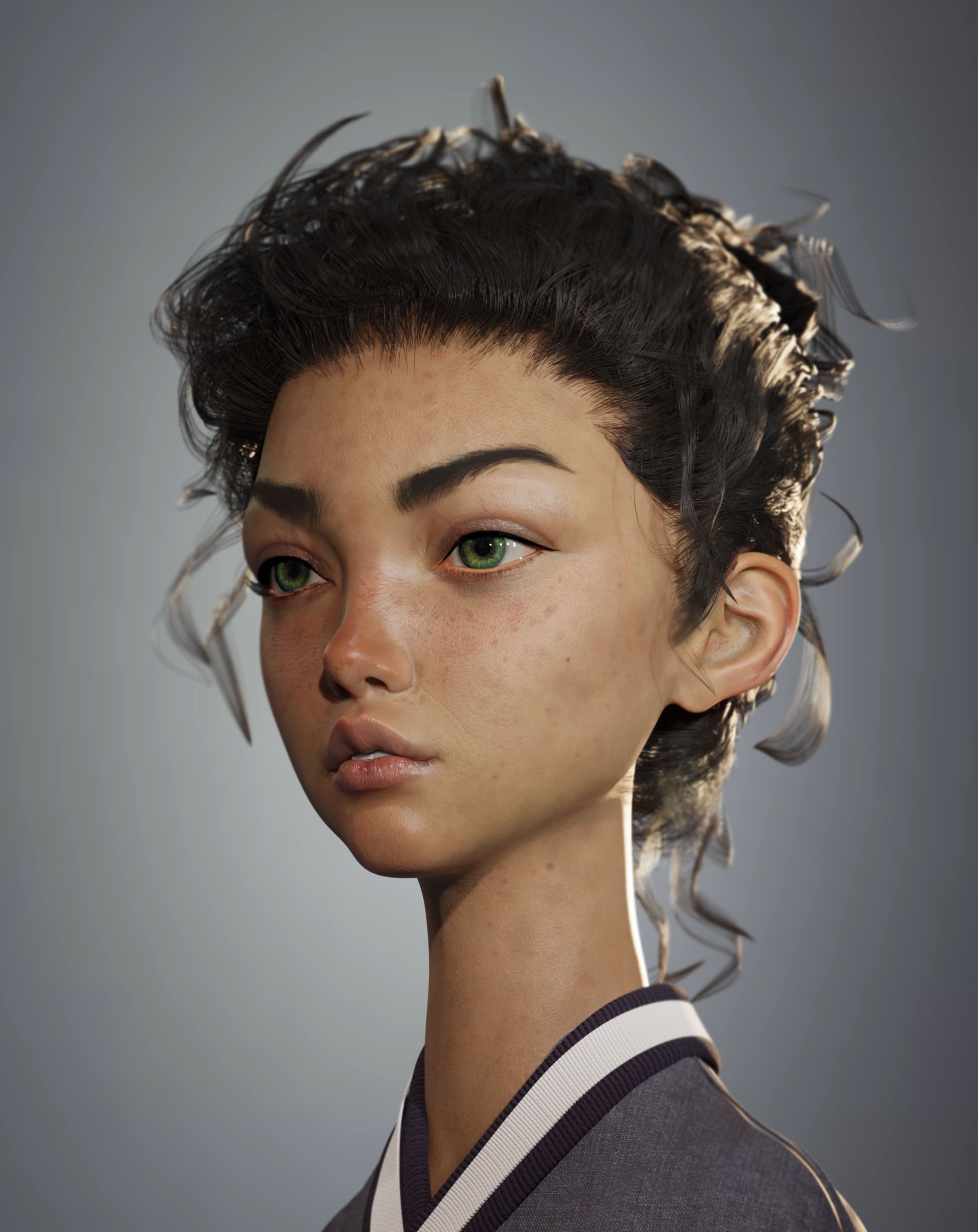 Semi realistic potrait - Blender process videos and 3D model 3D model_6
