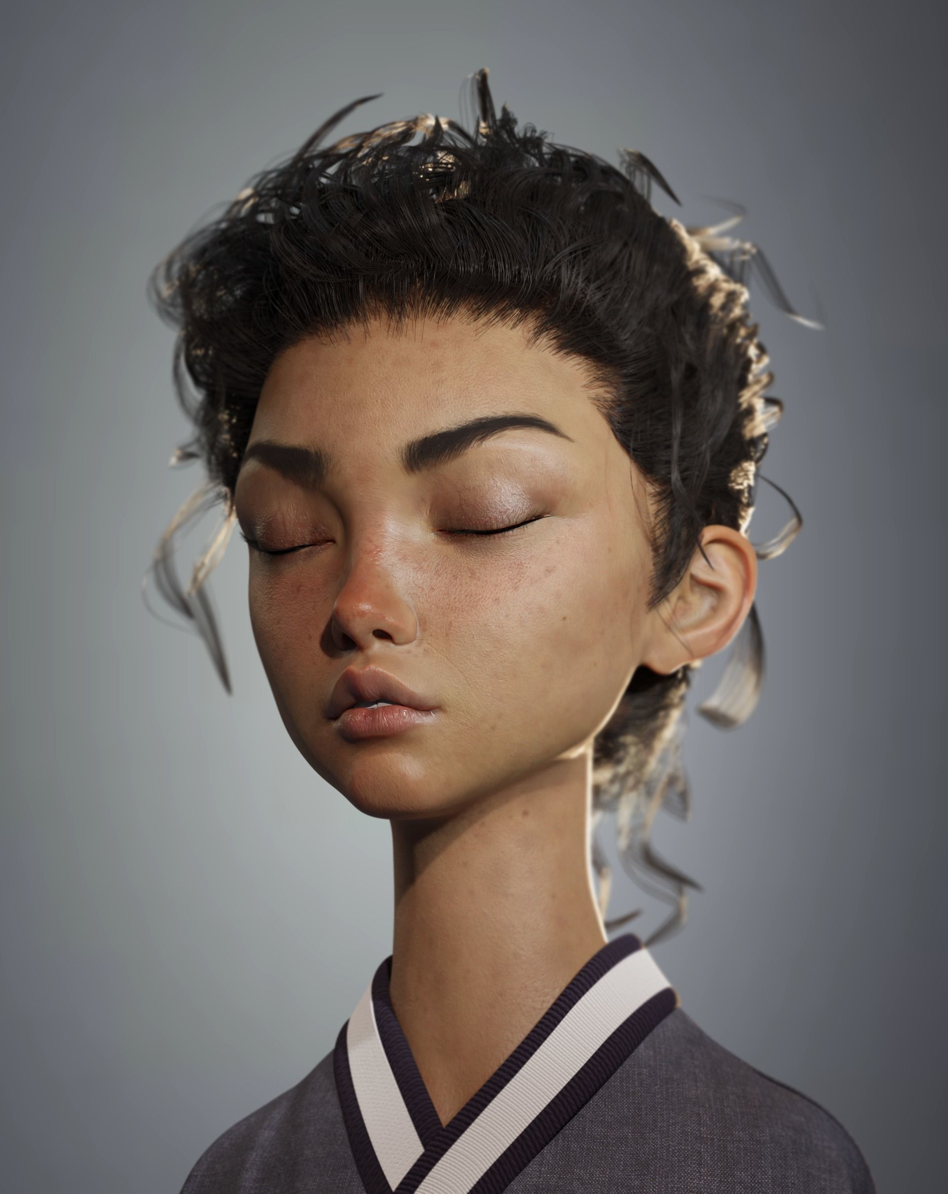 Semi realistic potrait - Blender process videos and 3D model 3D model_3