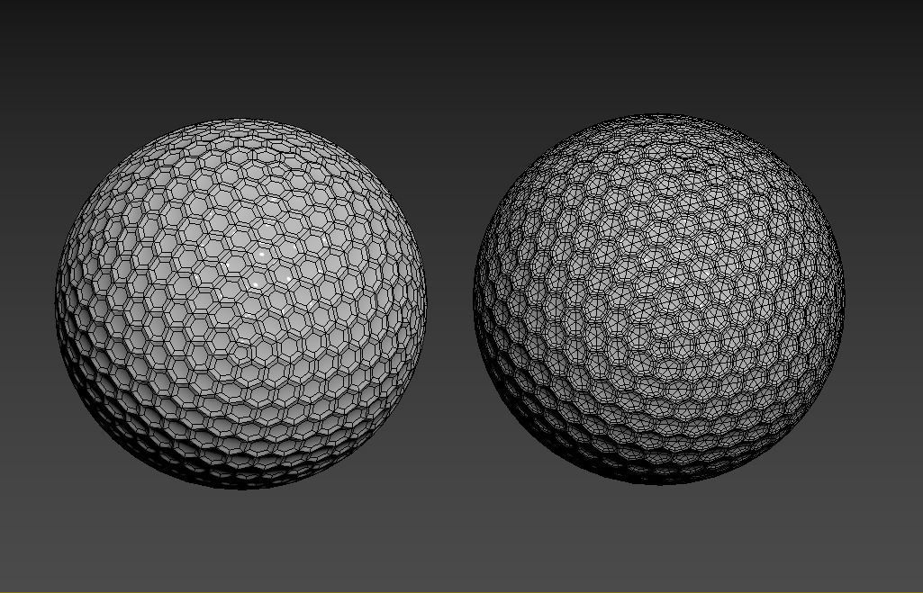 golf ball Low-poly 3D model_1