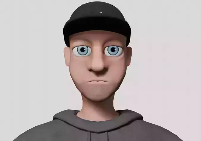 cartoon man in black clothes