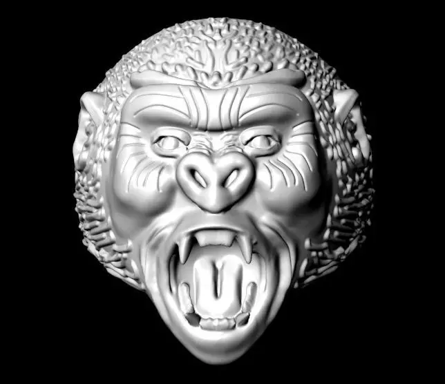 gorilla ring with head of lion 3D print model